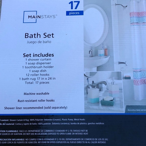 17-Piece Boho Border Polyester/Ceramic Bathroom Accessory Set, Multico - Picture 8 of 11